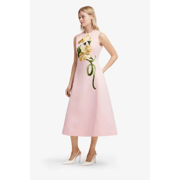 Leo Lin Cleo Appliqué Sleeveless Midi Dress  - Leo Lin Dress - Australian Luxury Fashion - Shop at Coveti