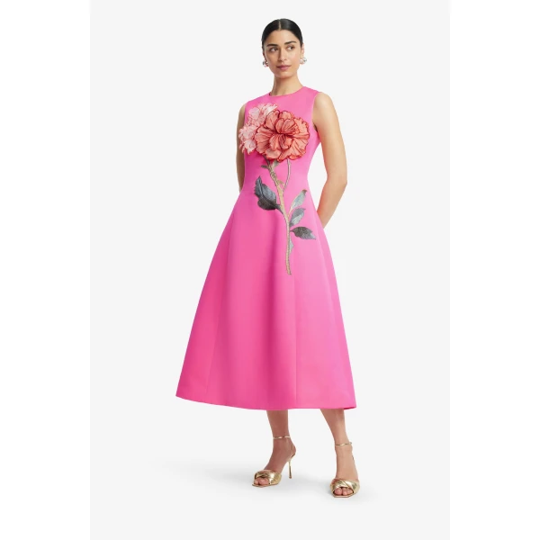 Leo Lin Cleo Appliqué Sleeveless Midi Dress  - Leo Lin Dress - Australian Luxury Fashion - Shop at Coveti
