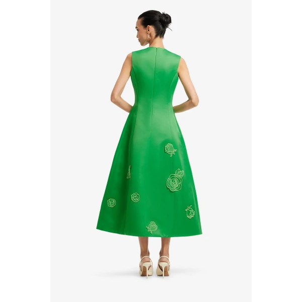 Leo Lin Cleo Appliqué Sleeveless Midi Dress  - Leo Lin Dress - Australian Luxury Fashion - Shop at Coveti