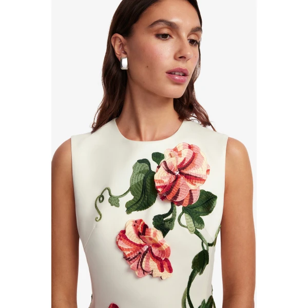 Leo Lin Cleo Appliqué Sleeveless Midi Dress  - Leo Lin Dress - Australian Luxury Fashion - Shop at Coveti
