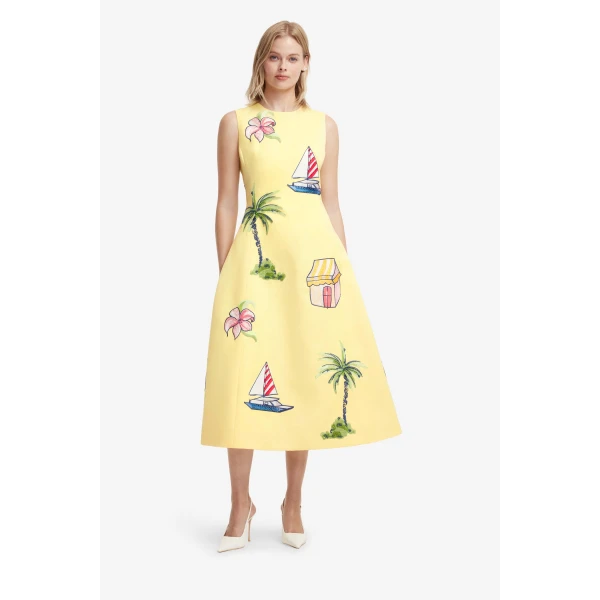 Leo Lin Cleo Embroidered Sleeveless Midi Dress  - Leo Lin Dress - Australian Luxury Fashion - Shop at Coveti