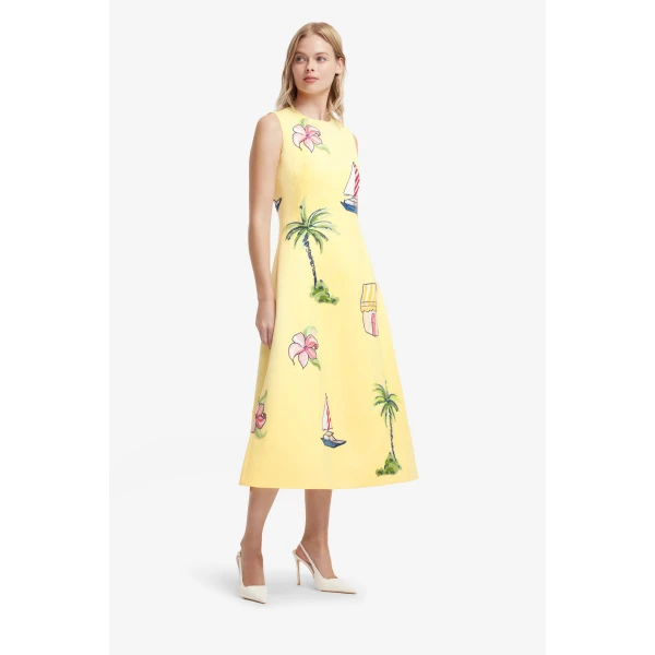 Leo Lin Cleo Embroidered Sleeveless Midi Dress  - Leo Lin Dress - Australian Luxury Fashion - Shop at Coveti