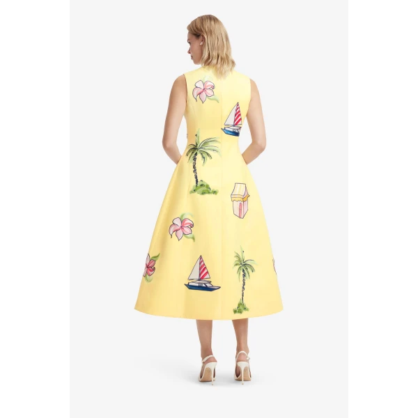Leo Lin Cleo Embroidered Sleeveless Midi Dress  - Leo Lin Dress - Australian Luxury Fashion - Shop at Coveti