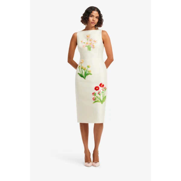 Leo Lin Eleanor Embellished Wool Midi Dress  - Leo Lin Dress - Australian Luxury Fashion - Shop at Coveti