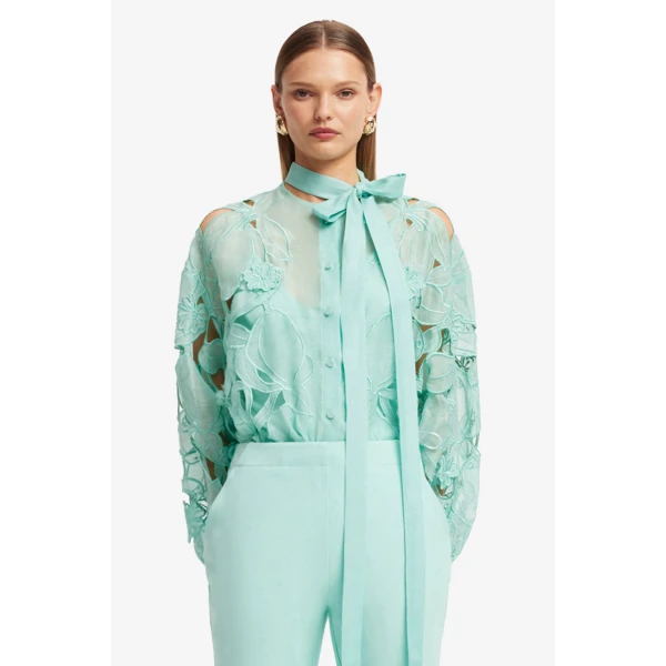 Leo Lin Elle Appliqué Blouse  - Leo Lin Dress - Australian Luxury Fashion - Shop at Coveti