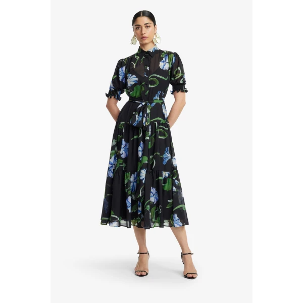 Leo Lin Ellie Bishop Sleeve Midi Dress  - Leo Lin Dress - Australian Luxury Fashion - Shop at Coveti