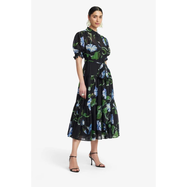 Leo Lin Ellie Bishop Sleeve Midi Dress  - Leo Lin Dress - Australian Luxury Fashion - Shop at Coveti