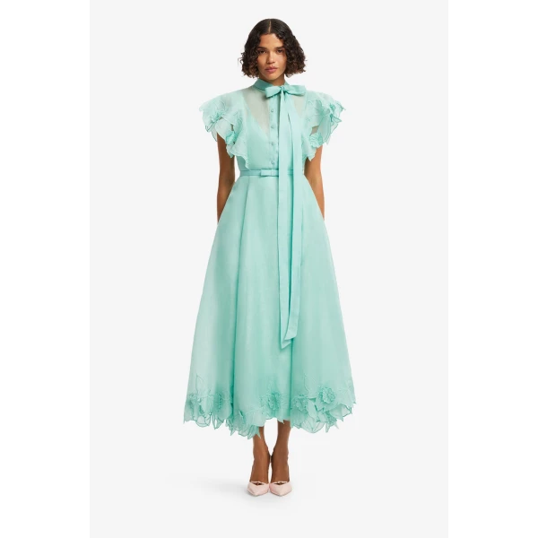 Leo Lin Elsie Appliqué Flutter Sleeve Maxi Dress  - Leo Lin Dress - Australian Luxury Fashion - Shop at Coveti