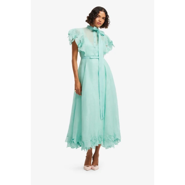 Leo Lin Elsie Appliqué Flutter Sleeve Maxi Dress  - Leo Lin Dress - Australian Luxury Fashion - Shop at Coveti