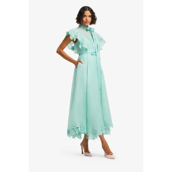 Leo Lin Elsie Appliqué Flutter Sleeve Maxi Dress  - Leo Lin Dress - Australian Luxury Fashion - Shop at Coveti