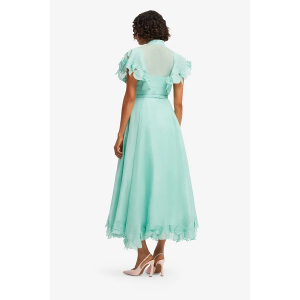 Leo Lin Elsie Appliqué Flutter Sleeve Maxi Dress  - Leo Lin Dress - Australian Luxury Fashion - Shop at Coveti