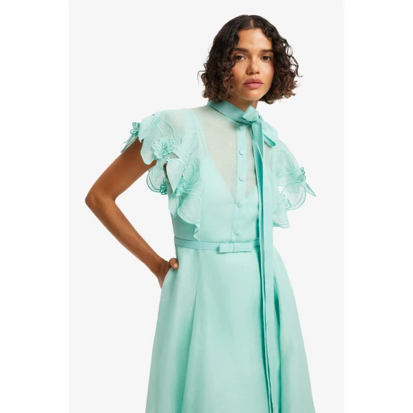 Leo Lin Elsie Appliqué Flutter Sleeve Maxi Dress  - Leo Lin Dress - Australian Luxury Fashion - Shop at Coveti