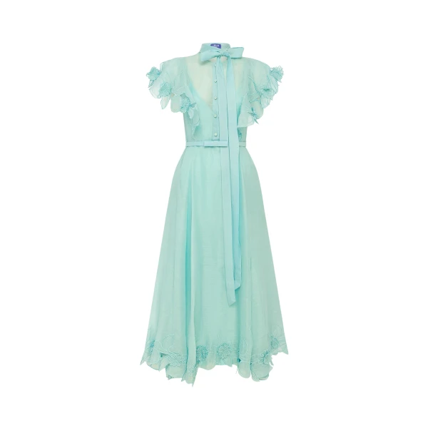 Leo Lin Elsie Appliqué Flutter Sleeve Maxi Dress  - Leo Lin Dress - Australian Luxury Fashion - Shop at Coveti
