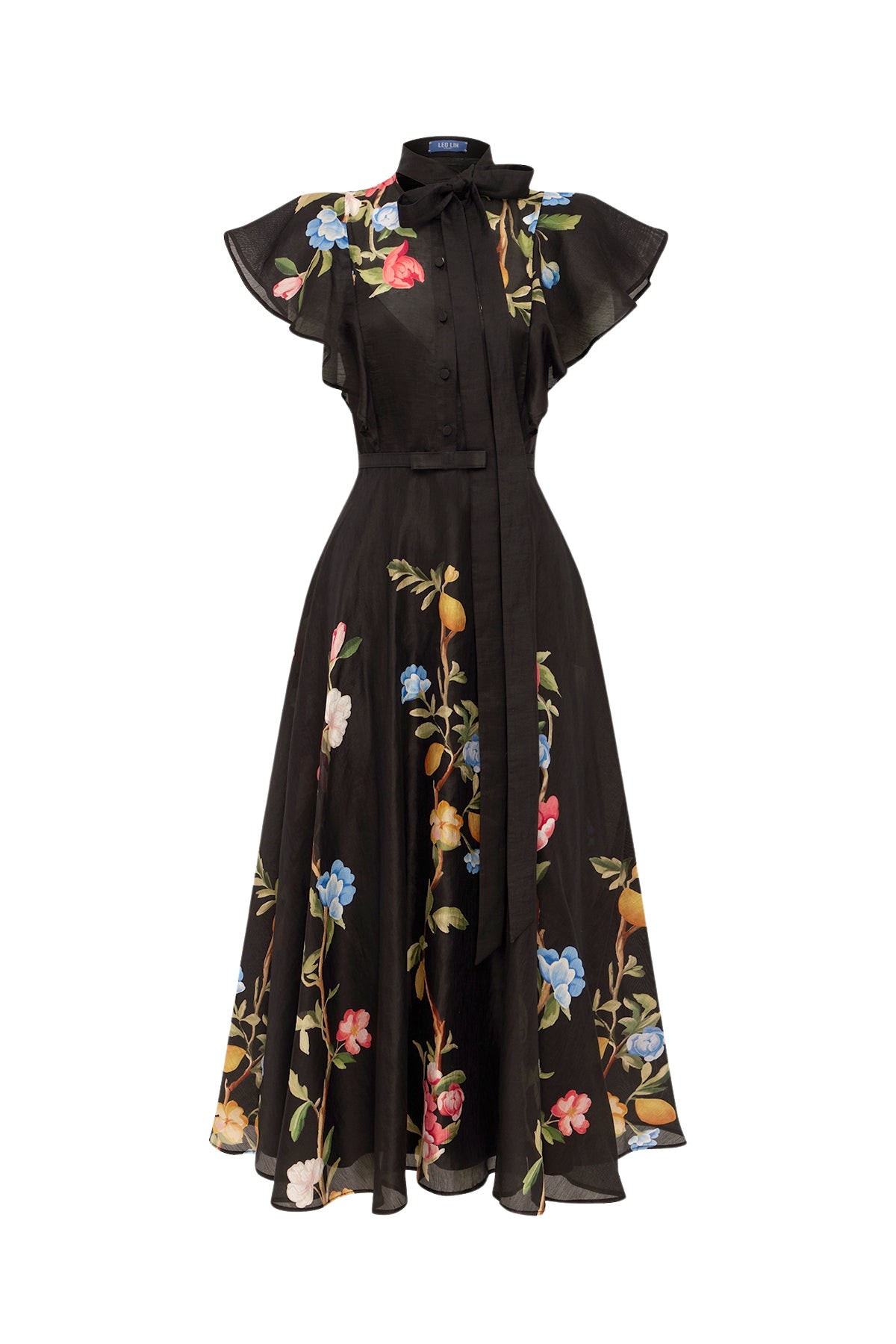 Leo Lin Elsie Flutter Sleeve Midi Dress