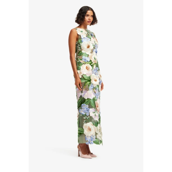 Leo Lin Fleur Floral Hand Embroidered Backless Maxi Dress  - Leo Lin Dress - Australian Luxury Fashion - Shop at Coveti