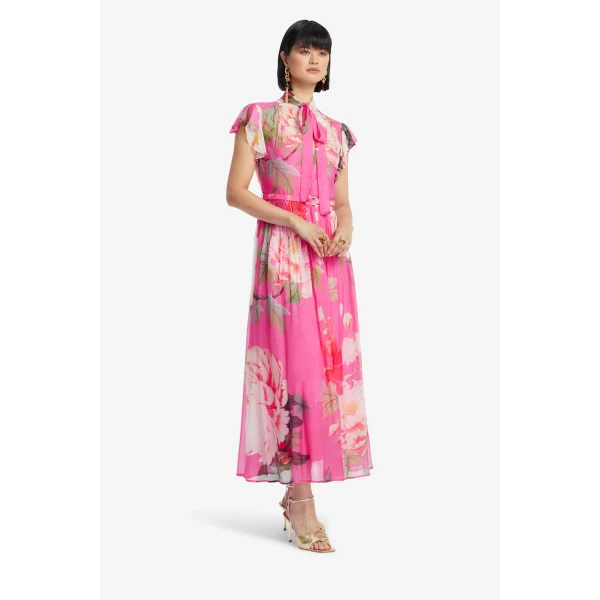 Leo Lin Grace Flutter Sleeve Midi Dress  - Leo Lin Dress - Australian Luxury Fashion - Shop at Coveti