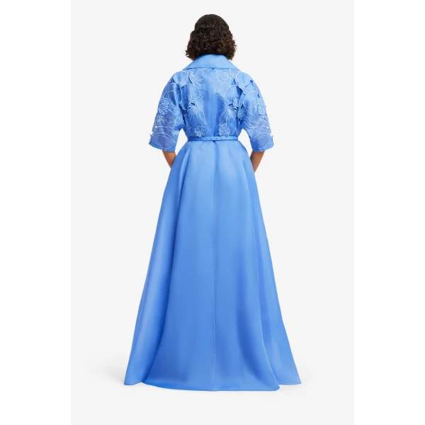 Leo Lin Junia Appliqué Puff Sleeve Silk Gown  - Leo Lin Dress - Australian Luxury Fashion - Shop at Coveti