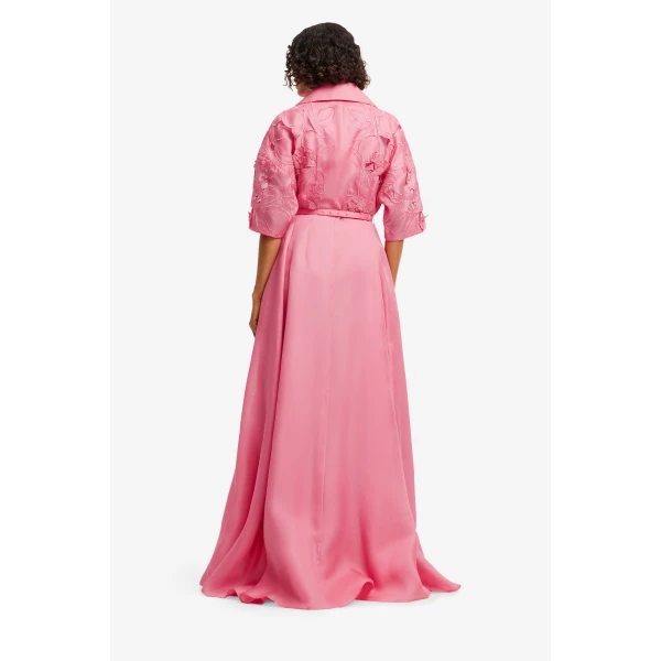 Leo Lin Junia Appliqué Puff Sleeve Silk Gown  - Leo Lin Dress - Australian Luxury Fashion - Shop at Coveti