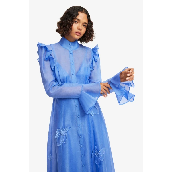 Leo Lin Katrina Appliqué Butterfly Sleeve Midi Dress  - Leo Lin Dress - Australian Luxury Fashion - Shop at Coveti