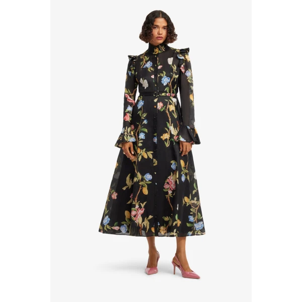 Leo Lin Katrina Butterfly Sleeve Midi Dress  - Leo Lin Dress - Australian Luxury Fashion - Shop at Coveti