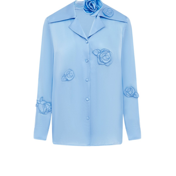 Leo Lin Kristina Appliqué Silk Blouse  - Leo Lin Dress - Australian Luxury Fashion - Shop at Coveti
