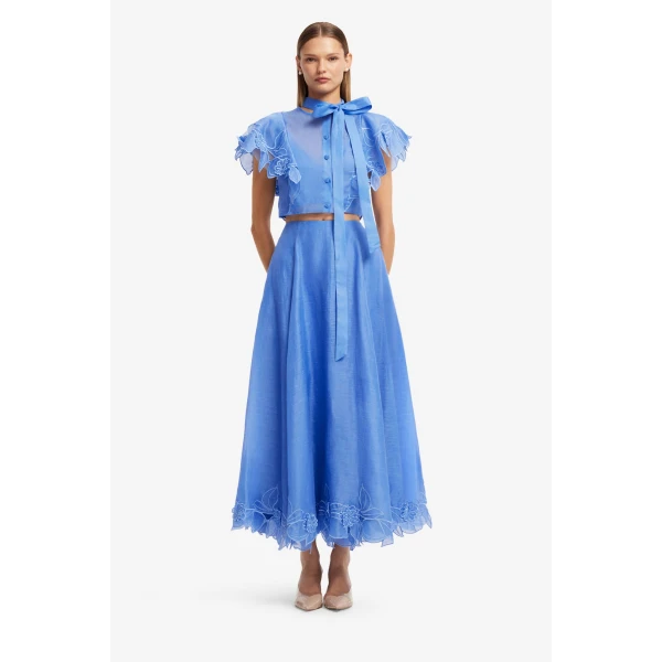 Leo Lin Leila Appliqué Midi Skirt  - Leo Lin Dress - Australian Luxury Fashion - Shop at Coveti