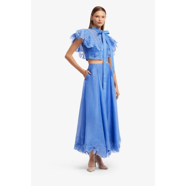 Leo Lin Leila Appliqué Midi Skirt  - Leo Lin Dress - Australian Luxury Fashion - Shop at Coveti