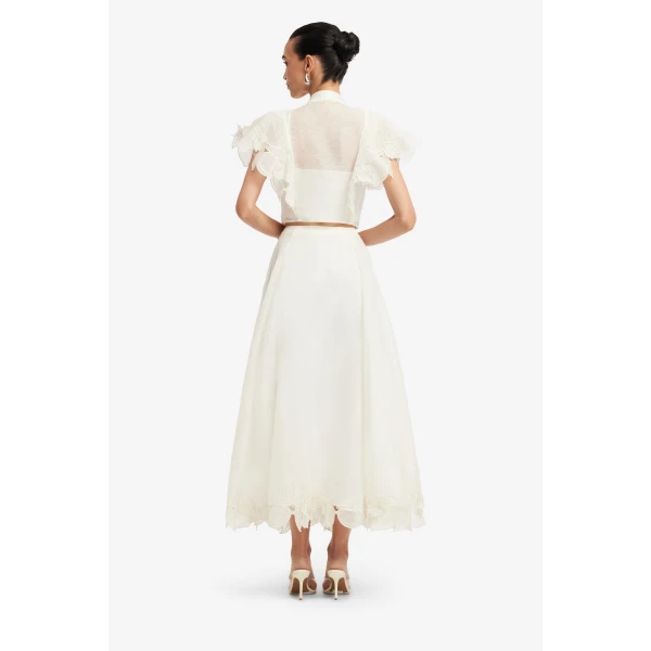 Leo Lin Leila Appliqué Midi Skirt  - Leo Lin Dress - Australian Luxury Fashion - Shop at Coveti