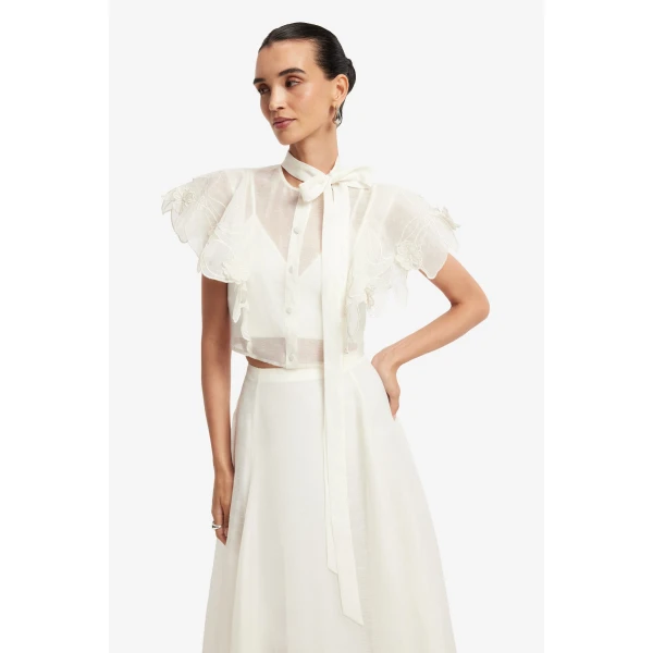 Leo Lin Leila Appliqué Midi Skirt  - Leo Lin Dress - Australian Luxury Fashion - Shop at Coveti