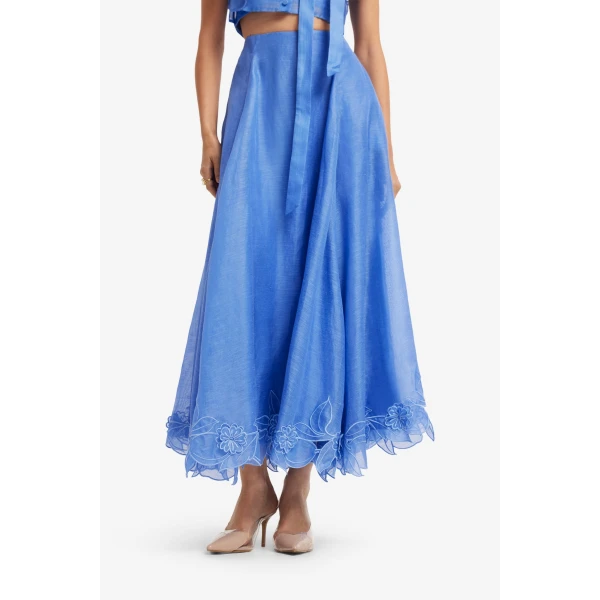 Leo Lin Leila Appliqué Midi Skirt  - Leo Lin Dress - Australian Luxury Fashion - Shop at Coveti