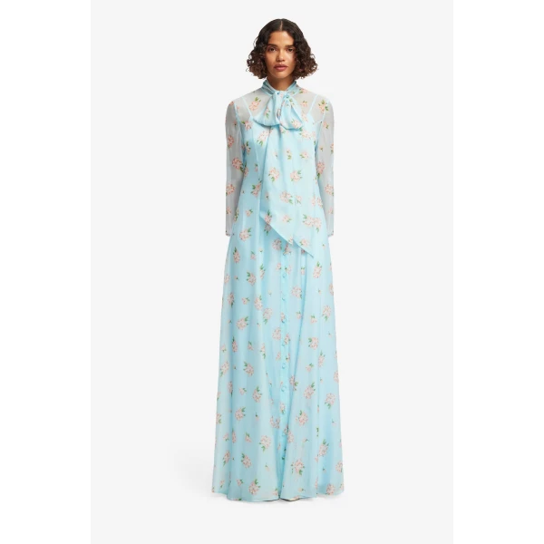 Leo Lin Lilith Tie Neck Maxi Dress  - Leo Lin Dress - Australian Luxury Fashion - Shop at Coveti