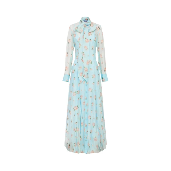 Leo Lin Lilith Tie Neck Maxi Dress  - Leo Lin Dress - Australian Luxury Fashion - Shop at Coveti