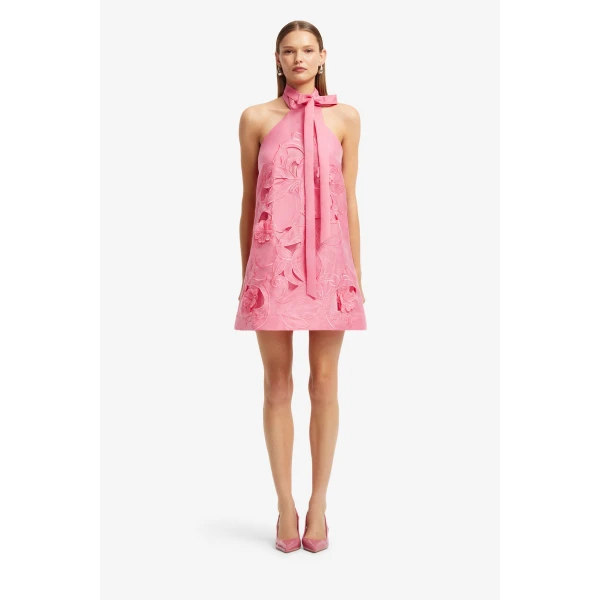 Leo Lin Lola Appliqué Halterneck Mini Dress  - Leo Lin Dress - Australian Luxury Fashion - Shop at Coveti