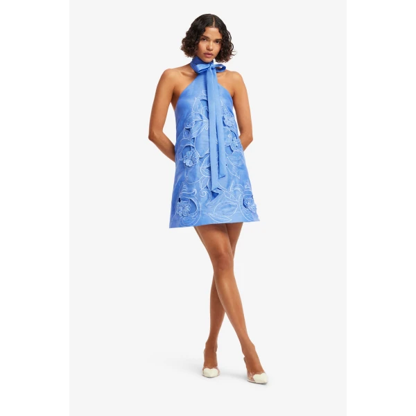 Leo Lin Lola Appliqué Halterneck Mini Dress  - Leo Lin Dress - Australian Luxury Fashion - Shop at Coveti