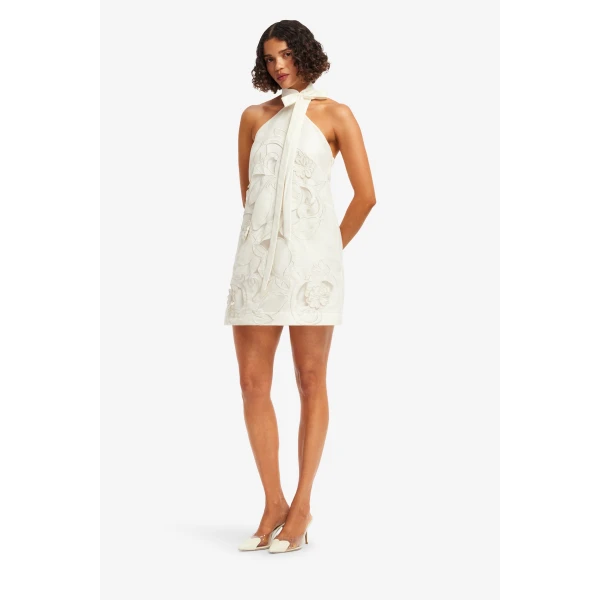 Leo Lin Lola Appliqué Halterneck Mini Dress  - Leo Lin Dress - Australian Luxury Fashion - Shop at Coveti