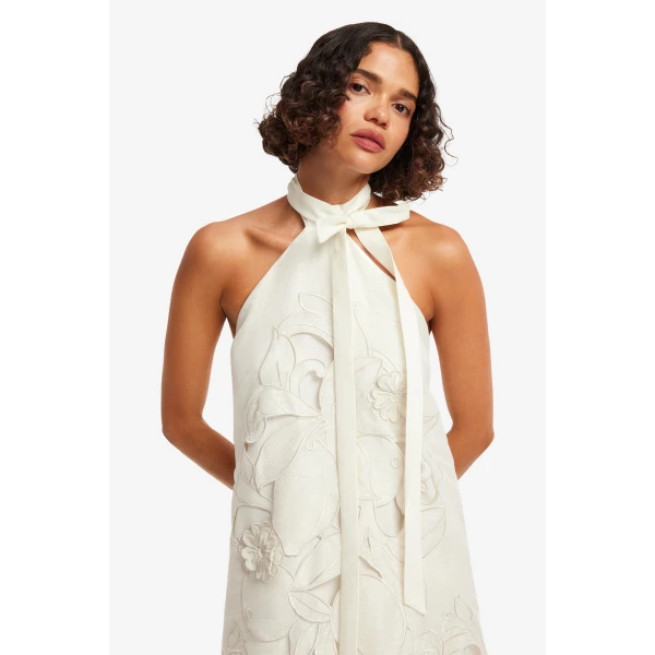 Leo Lin Lola Appliqué Halterneck Mini Dress  - Leo Lin Dress - Australian Luxury Fashion - Shop at Coveti