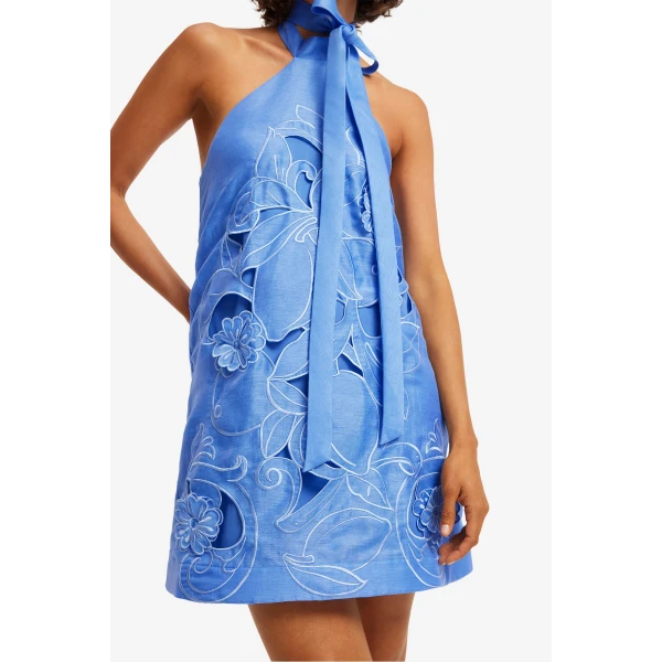 Leo Lin Lola Appliqué Halterneck Mini Dress  - Leo Lin Dress - Australian Luxury Fashion - Shop at Coveti