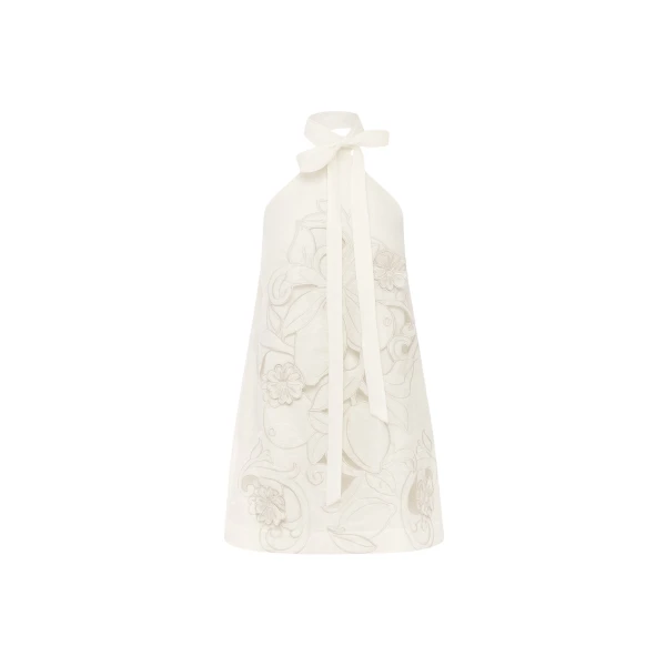 Leo Lin Lola Appliqué Halterneck Mini Dress  - Leo Lin Dress - Australian Luxury Fashion - Shop at Coveti