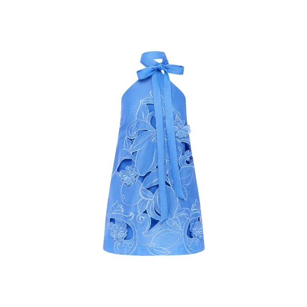 Leo Lin Lola Appliqué Halterneck Mini Dress  - Leo Lin Dress - Australian Luxury Fashion - Shop at Coveti