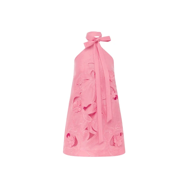 Leo Lin Lola Appliqué Halterneck Mini Dress  - Leo Lin Dress - Australian Luxury Fashion - Shop at Coveti