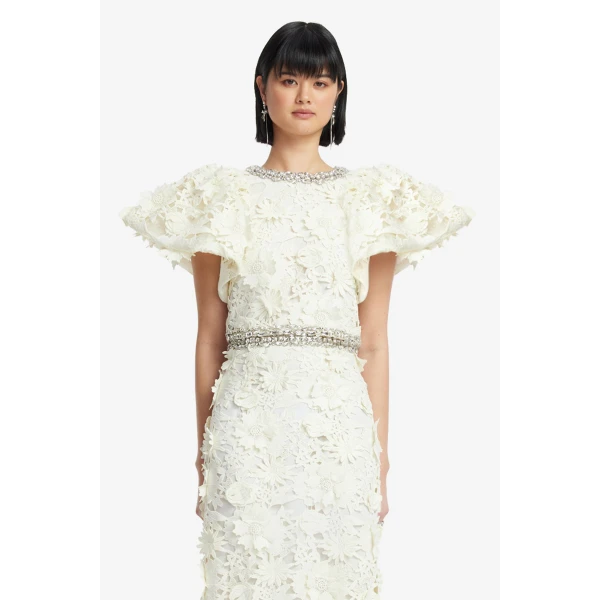 Leo Lin Lucia Embellished Lace Top  - Leo Lin Dress - Australian Luxury Fashion - Shop at Coveti