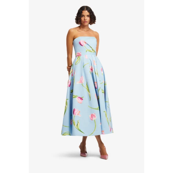 Leo Lin Lynn Bustier Midi Dress  - Leo Lin Dress - Australian Luxury Fashion - Shop at Coveti