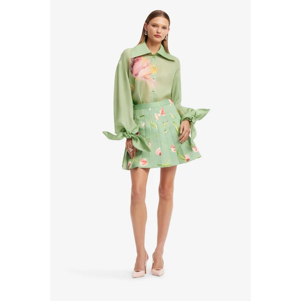 Leo Lin Melody Pleated Mini Skirt  - Leo Lin Dress - Australian Luxury Fashion - Shop at Coveti