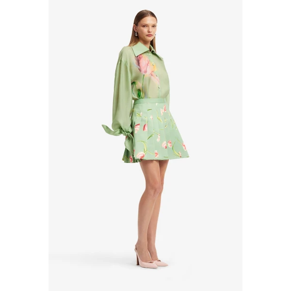 Leo Lin Melody Pleated Mini Skirt  - Leo Lin Dress - Australian Luxury Fashion - Shop at Coveti