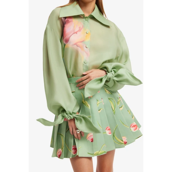Leo Lin Melody Pleated Mini Skirt  - Leo Lin Dress - Australian Luxury Fashion - Shop at Coveti