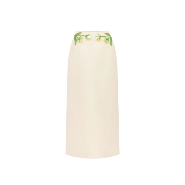 Leo Lin Quinn Embellished Wool Midi Skirt  - Leo Lin Dress - Australian Luxury Fashion - Shop at Coveti