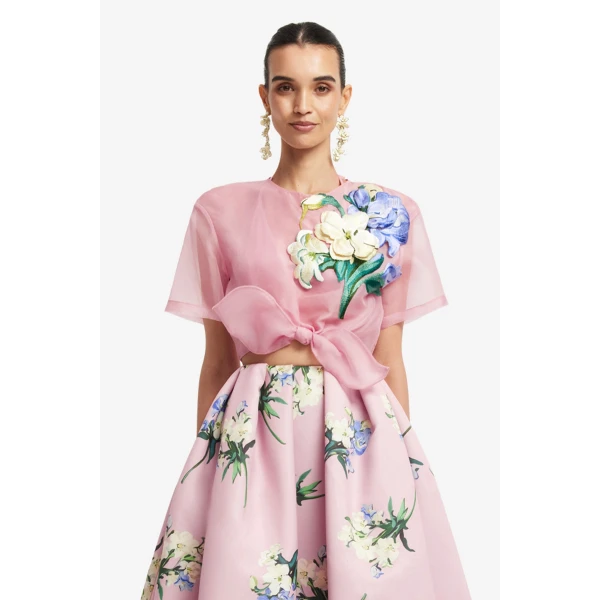 Leo Lin Riley Embroidered Sleeve Top  - Leo Lin Dress - Australian Luxury Fashion - Shop at Coveti