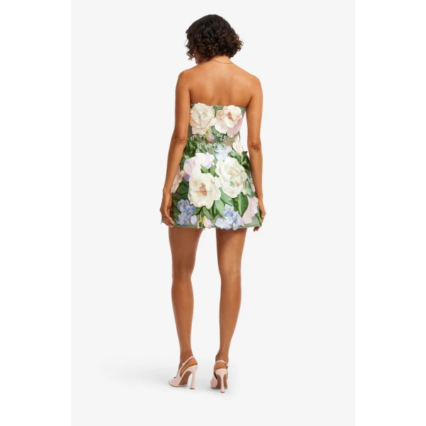 Leo Lin Roselle Floral Hand Embroidered Bustier Mini Dress  - Leo Lin Dress - Australian Luxury Fashion - Shop at Coveti