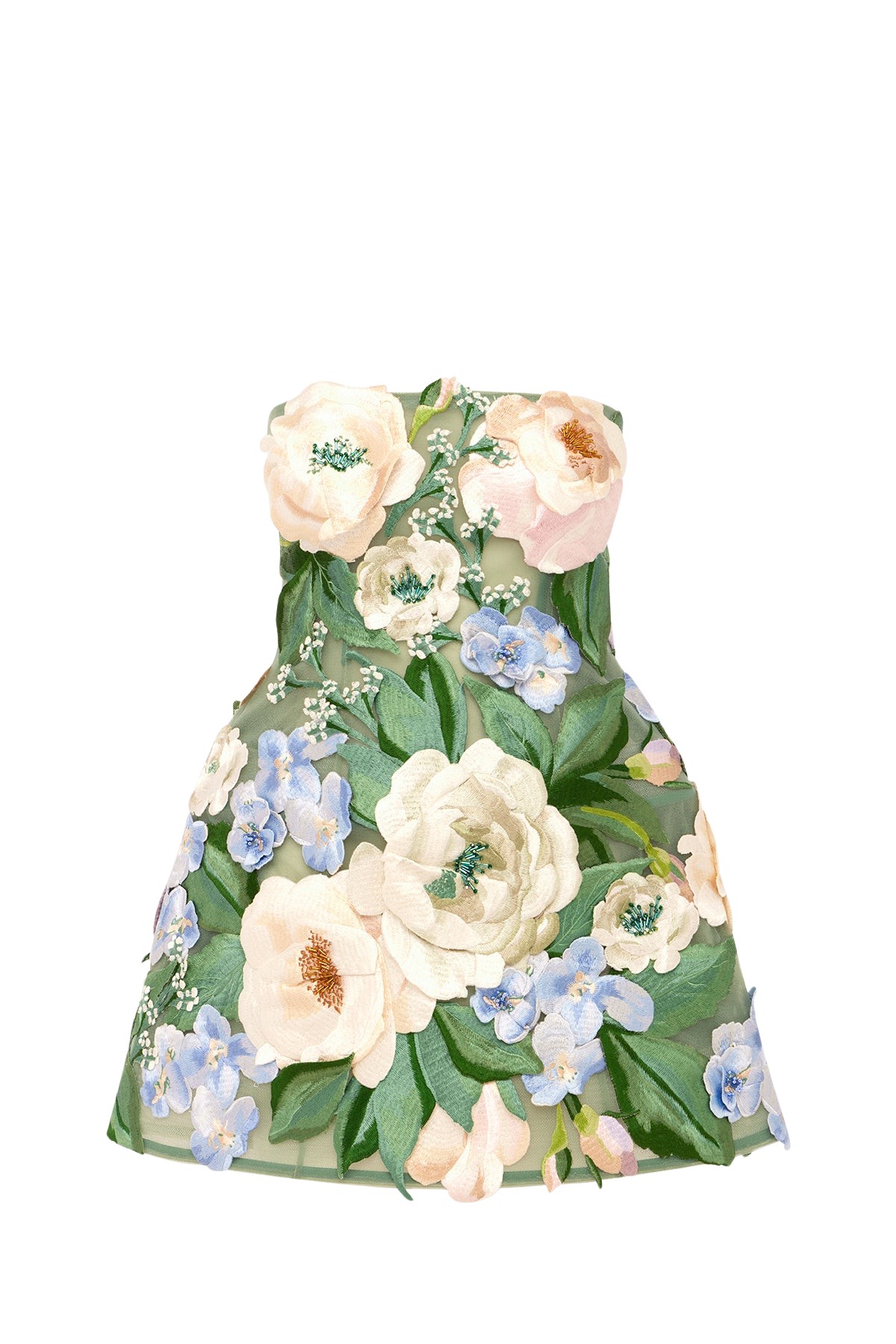 Leo Lin Roselle Floral Hand Embroidered Bustier Mini Dress