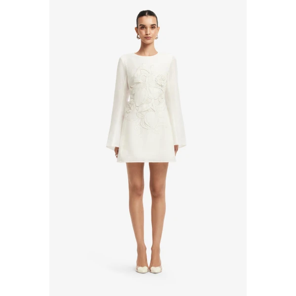 Leo Lin Suzanne Appliqué Bell Sleeve Mini Dress  - Leo Lin Dress - Australian Luxury Fashion - Shop at Coveti